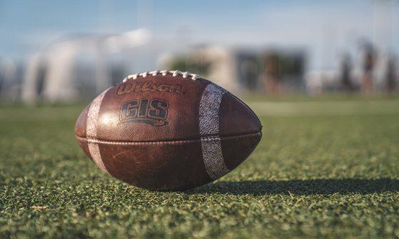 selective focus close up photo of brown wilson pigskin football on green grass